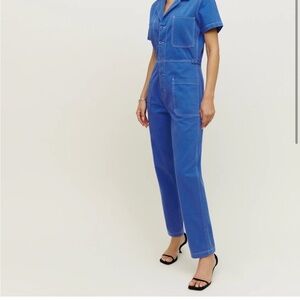 Reformation Morgan Blue Twill Jumpsuit – Size 2 | Effortlessly Chic One-Piece